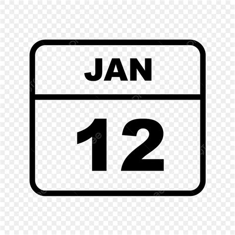 January Calendar Clipart Vector, January 12th Date On A Single Day ...