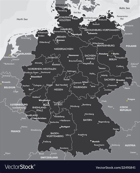 Black and white map of germany vector image on VectorStock | Germany map, Black and white, Germany