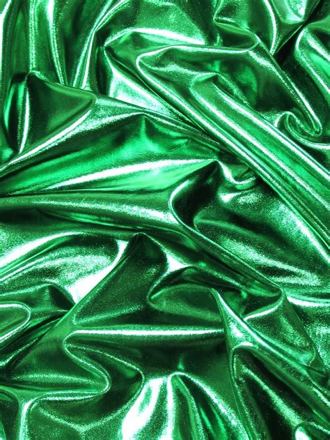 Metallic Foil Spandex Fabric Green Stretch Lycra Sold By The Yard by the Yard | Big Z Fabric