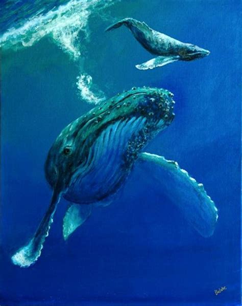 Hawaii Ocean Underwater | ... whale painting, humpback whale with calf, underwater, hawaii ...