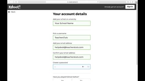 KAHOOT Sign Up Tutorial - YouTube