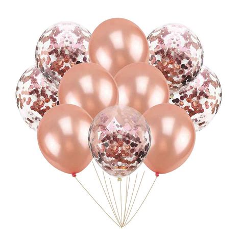 Balony rose gold i z konfetti różowo złotym, 30 cm 10 szt. | Sklep Moje Party