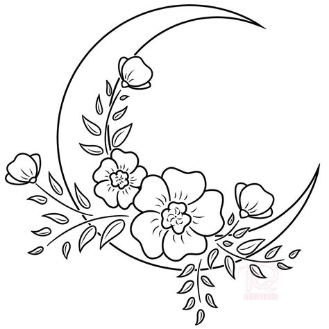 #tattoo #design #aesthetic #moon #flowers #floral #digitalillustration ...