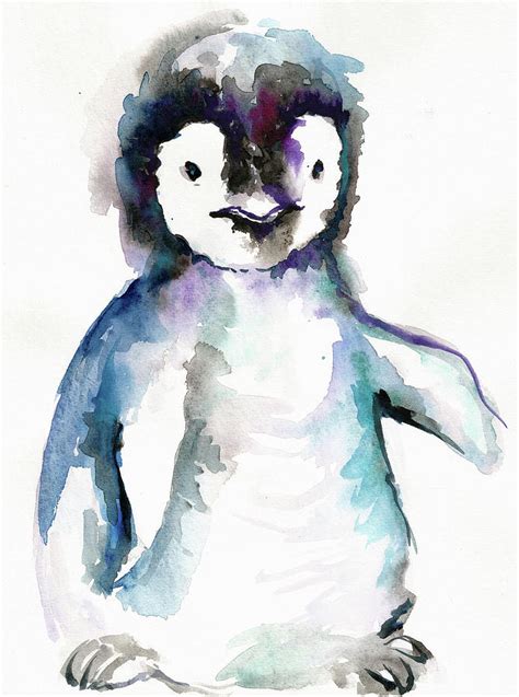 The Happy Penguin Watercolor Painting by Tiberiu Soos | Fine Art America