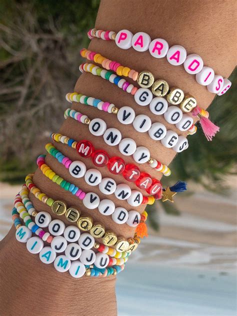 Custom Beaded Camp Friendship Bracelet, Personalized, Custom Name , Word, Initial, Saying Beaded ...