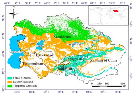 Study area and the distribution of different grassland types of Central... | Download Scientific ...