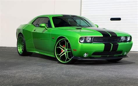 Green Dodge Challenger coupe, car, green cars, Dodge Challenger Hellcat, vehicle HD wallpaper ...