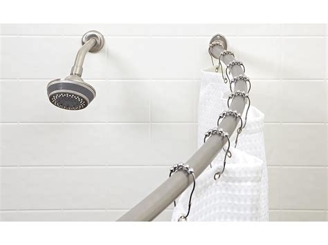 Bath Bliss Curved Shower Rod | Adjustable 42"-72" Inch | Bathroom Shower Curtain and Liner Rod ...