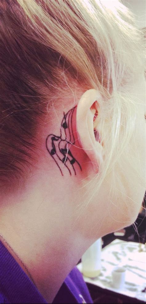 My music note tattoo behind my ear (: | Behind ear tattoo, Ear tattoo ...