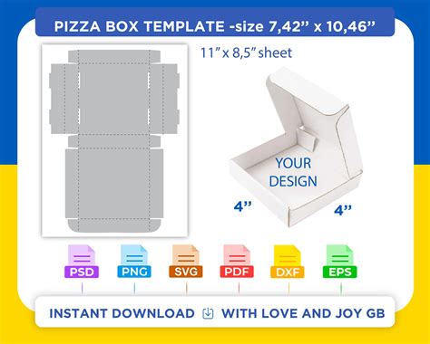 Pizza Box Template Png Svg Dxf Eps Gift Cut File Diy - Etsy UK