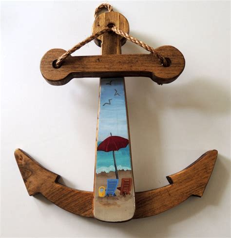 Handmade Wooden Anchor with Beach Scene Made to Order