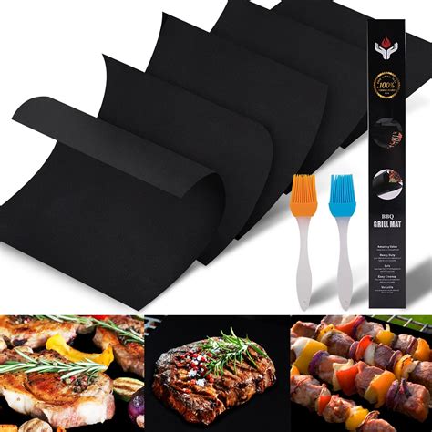 Amazon.com: YRYM HT Grill Mats for Outdoor Grill - Set of 5 Nonstick Grill Mat 15.75 x 13, Easy ...