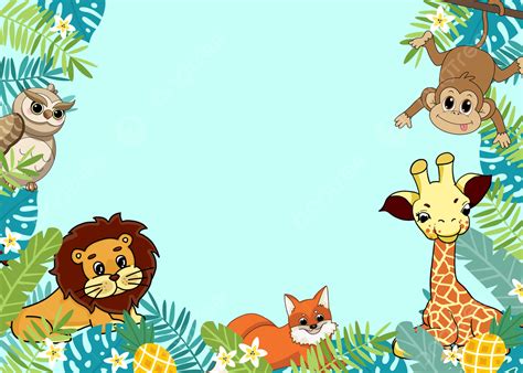 Cartoon Fox Lion Giraffe Owl Animal Background, Desktop Wallpaper, Pc Wallpaper, Forest ...