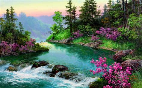 River In Spring Wallpapers - Wallpaper Cave