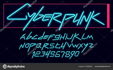 Vector neon cyber font and alphabet. luminescent cyberpunk 2077 font. Stock Vector Image by ©Pro ...