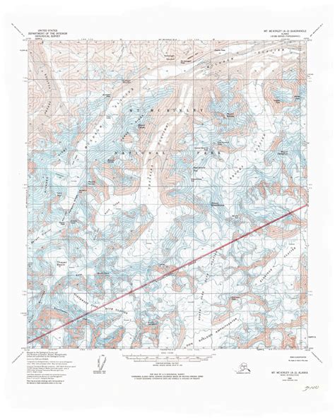 Mt Mckinley Topographic Map / Denali National Park Map Print / | Etsy