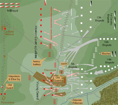 Battle of Waterloo, 1815. Map of battle at Plancenoit. | Military ...