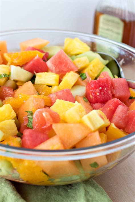 Pineapple & Melon Fruit Salad with Citrus Mint Dressing - CPA: Certified Pastry Aficionado