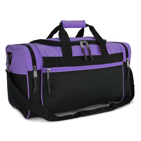 DALIX 21" Blank Sports Duffle Bag Gym Bag Travel Duffel with Adjustable Strap in Purple ...