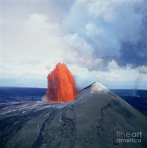 Lava Fountain At Kilauea Volcano, Hawaii Photograph by Douglas Peebles