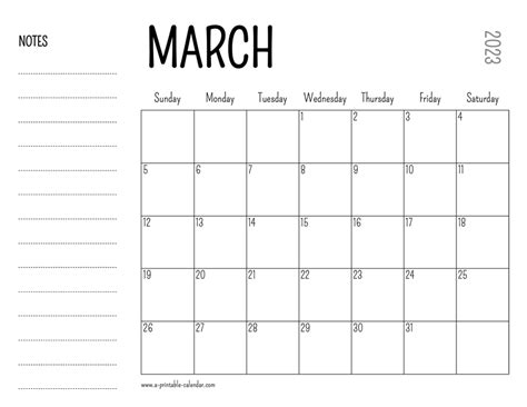 March 2023 Printable Calendar - A Printable Calendar