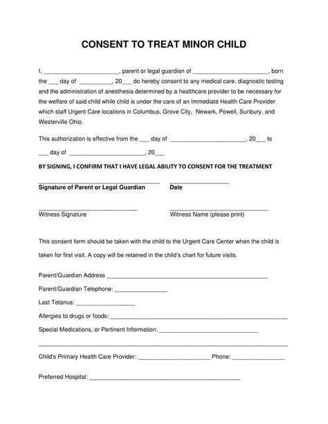 Free Printable Medical Consent Form Templates [PDF] Minor, Grandparents