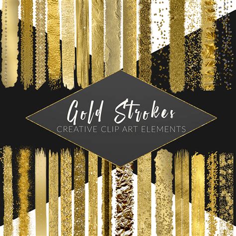 Gold Brush Strokes Clip Art Set - PrettyWebz Media Business Templates & Graphics