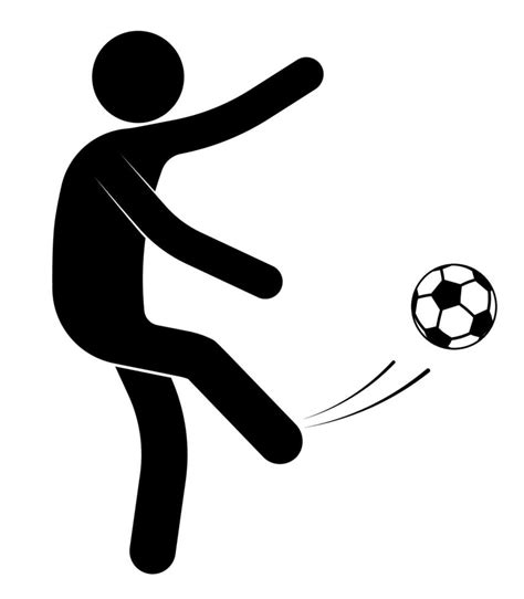 stick figure, man is playing soccer. Kicked the ball. Team sports. Isolated vector on white ...