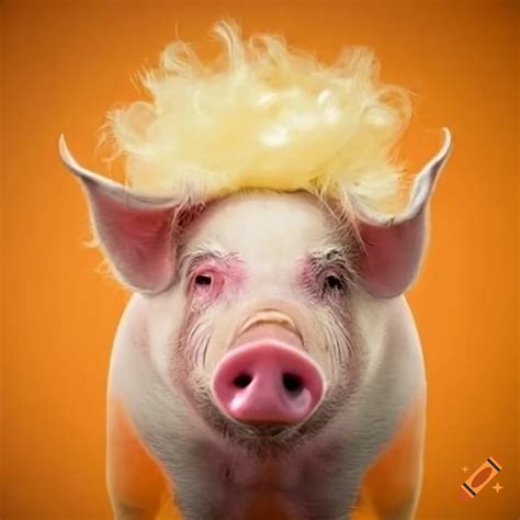 Funny pig wearing a blonde wig on Craiyon