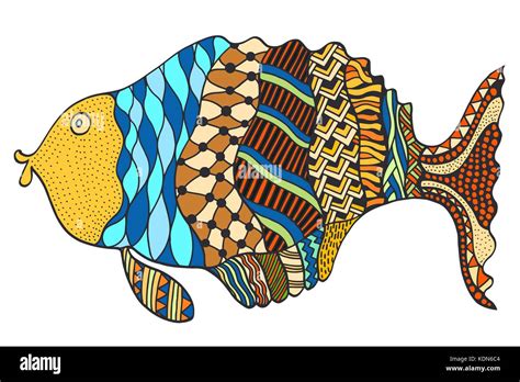 Fish. Hand Drawn doodle vector illustration isolated on white Stock Vector Art & Illustration ...