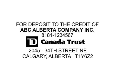 TD Canada Trust Deposit Stamp