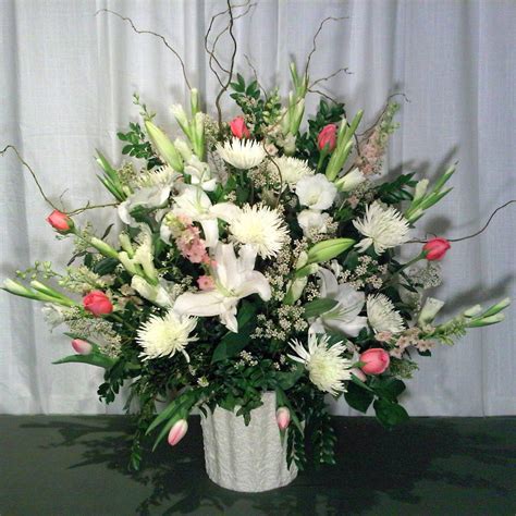 Memorial Service Flowers | White floral arrangements, Floral arrangements, Floral