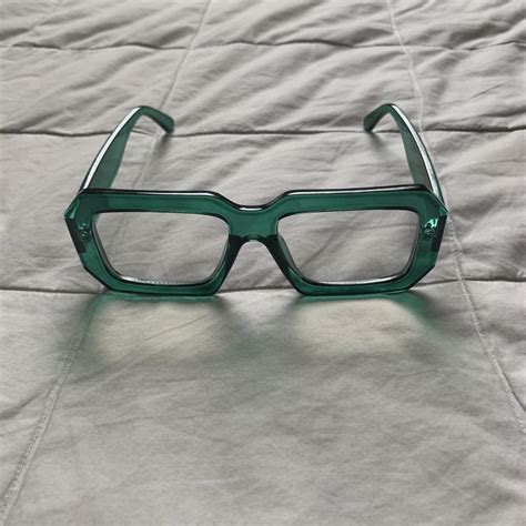 Green square frame glasses Never worn In good... - Depop