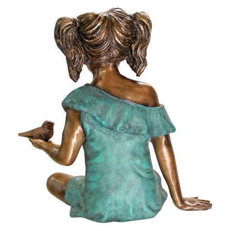 Girl With Bird Bronze Garden Statue - Design Toscano