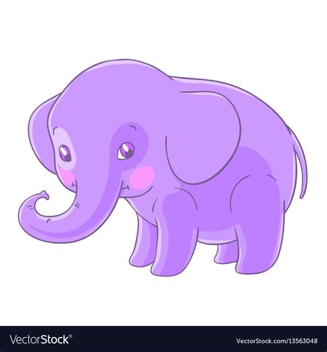 Cute purple elephant in a cartoon style Royalty Free Vector