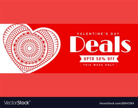 Valentines day deals and offer decorative banner Vector Image