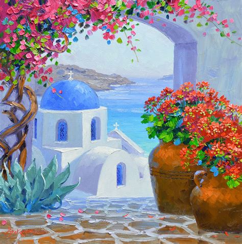 splendor of santorini | Painting art projects, Canvas art painting, Art painting