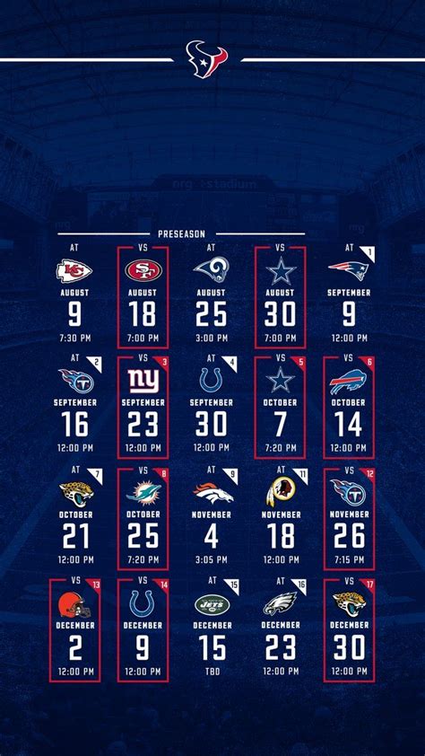 Houston Texans Football Schedule for 2018. Just in case you need a new ...