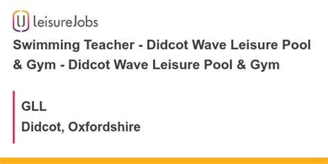 Swimming Teacher - Didcot Wave Leisure Pool & Gym - Didcot Wave Leisure ...