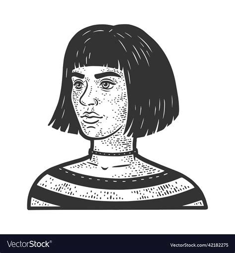 Girl with bob cut haircut sketch Royalty Free Vector Image