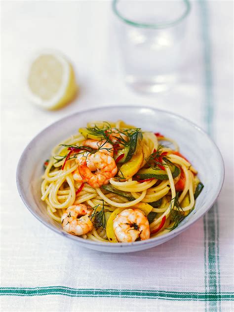 Prawn and courgette spaghetti | Pasta recipes | Jamie magazine