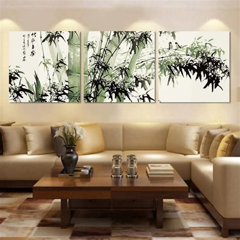 bamboo canvas wall art landscape painting 3 pieces large bamboo wall ...