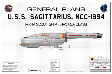 Star Trek Blueprints: U.S.S. Sagittarius NCC-1894 - MK-IV Scout Ship ...