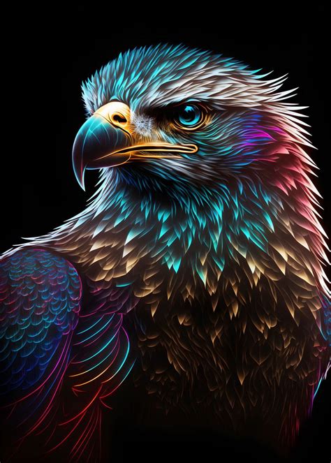 'Neon Eagle Bird' Poster by QwertyDesigns | Displate