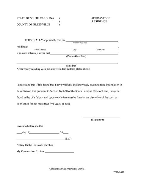 Free Proof Of Residency Letter Affidavit Of Residence Pdf Word | Images and Photos finder