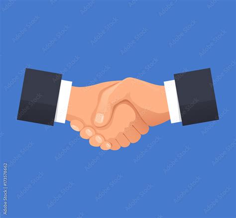 Shake hands agreement and deal. Partnership business concepts. Vector flat cartoon illustration ...