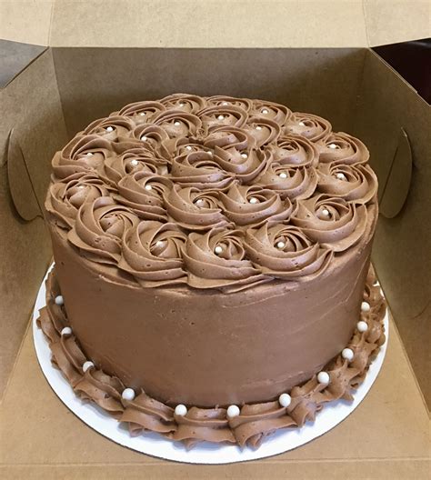 Chocolate Rosette Cake - 3 layer, 8" round chocolate cake with chocolate buttercream frosting ...