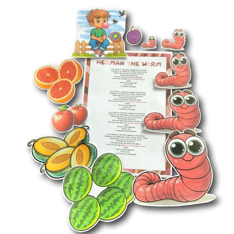 Herman The Worm - Digital, Printable Magnetic Board Song – Learning ...