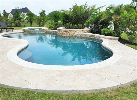 Pools & Spas Gallery, Custom Inground Pools in Houston - Freeform pool with raised spa and wall ...