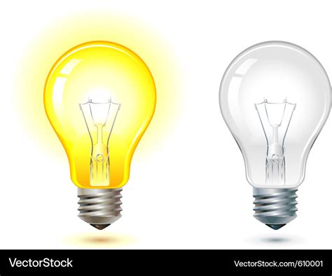 Glowing and turned off light bulb Royalty Free Vector Image